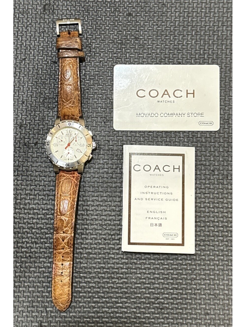 Vintage Coach Men’s Chronograph White Dial Watch 6072735 | Leather Band | 0230
